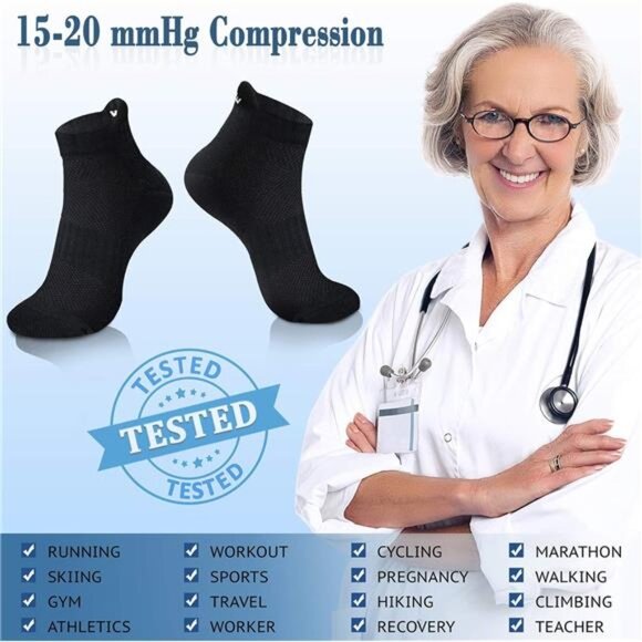 Compression Socks for Women & Men Circulation 15-20 mmHg is Best - Picture 5 of 7